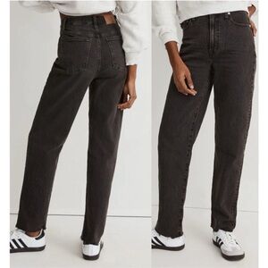 Madewell The Perfect Vintage Jeans 90s High Rise Straight Gray Denim Raw Hems
